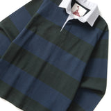 Classic Rugby Shirt - Blue/Green Wide-Stripe