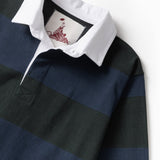 Classic Rugby Shirt - Blue/Green Wide-Stripe